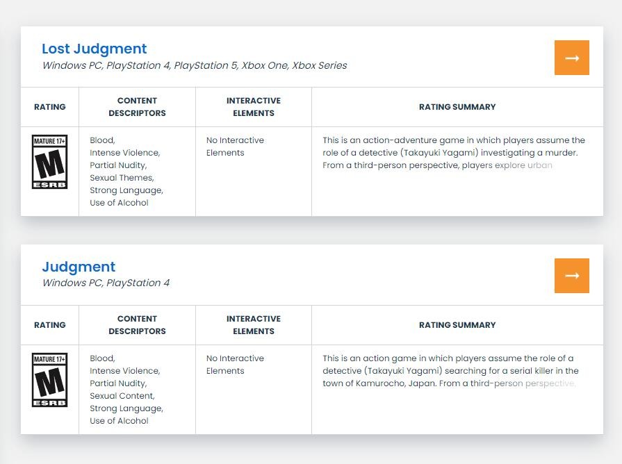 ESRB分级信息暗示《审判之眼》《审判之逝》登陆PC