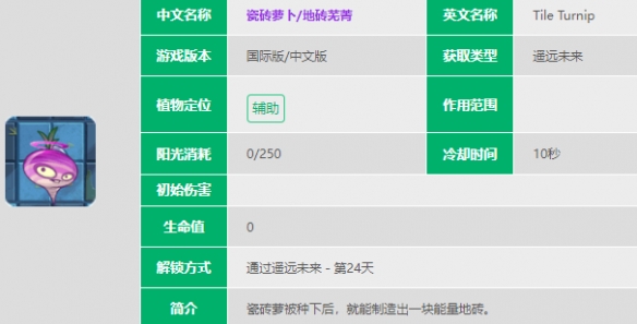 植物大战僵尸2瓷砖萝卜怎么样 瓷砖萝卜图鉴大全