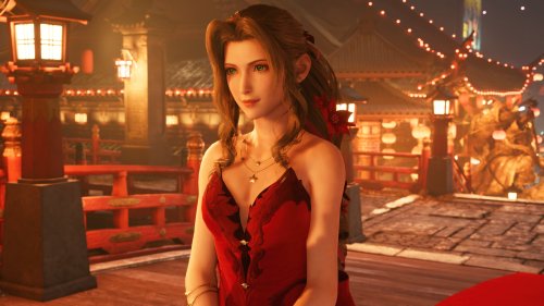 《FF7RE》爱丽丝深红礼服原画：热情长裙别样魅力