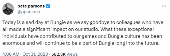 索尼第一方Bungie官宣裁员：这是悲伤的一天